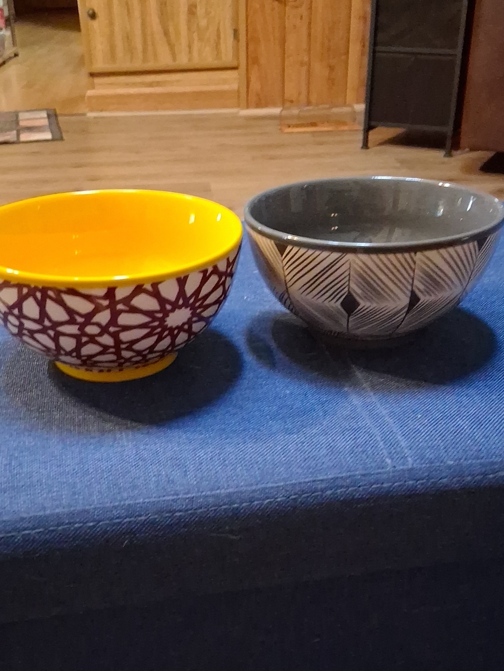 Yellow and Gray Decorative Ceramic Bowls - Set of 2